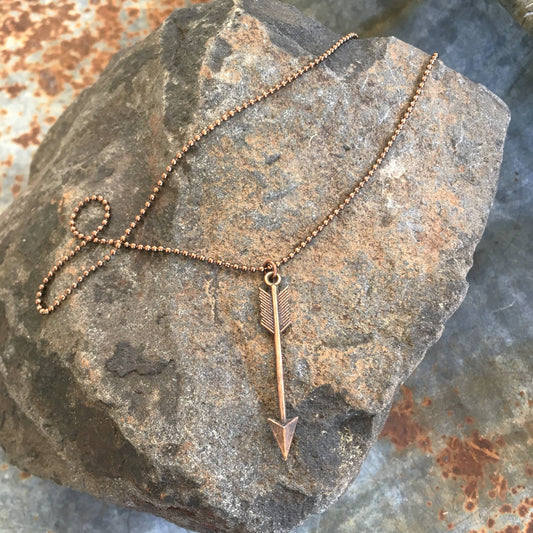Rustic Copper Arrow Necklace