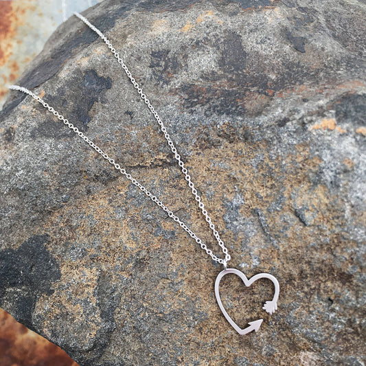 Heart Arrow Necklace - Silver