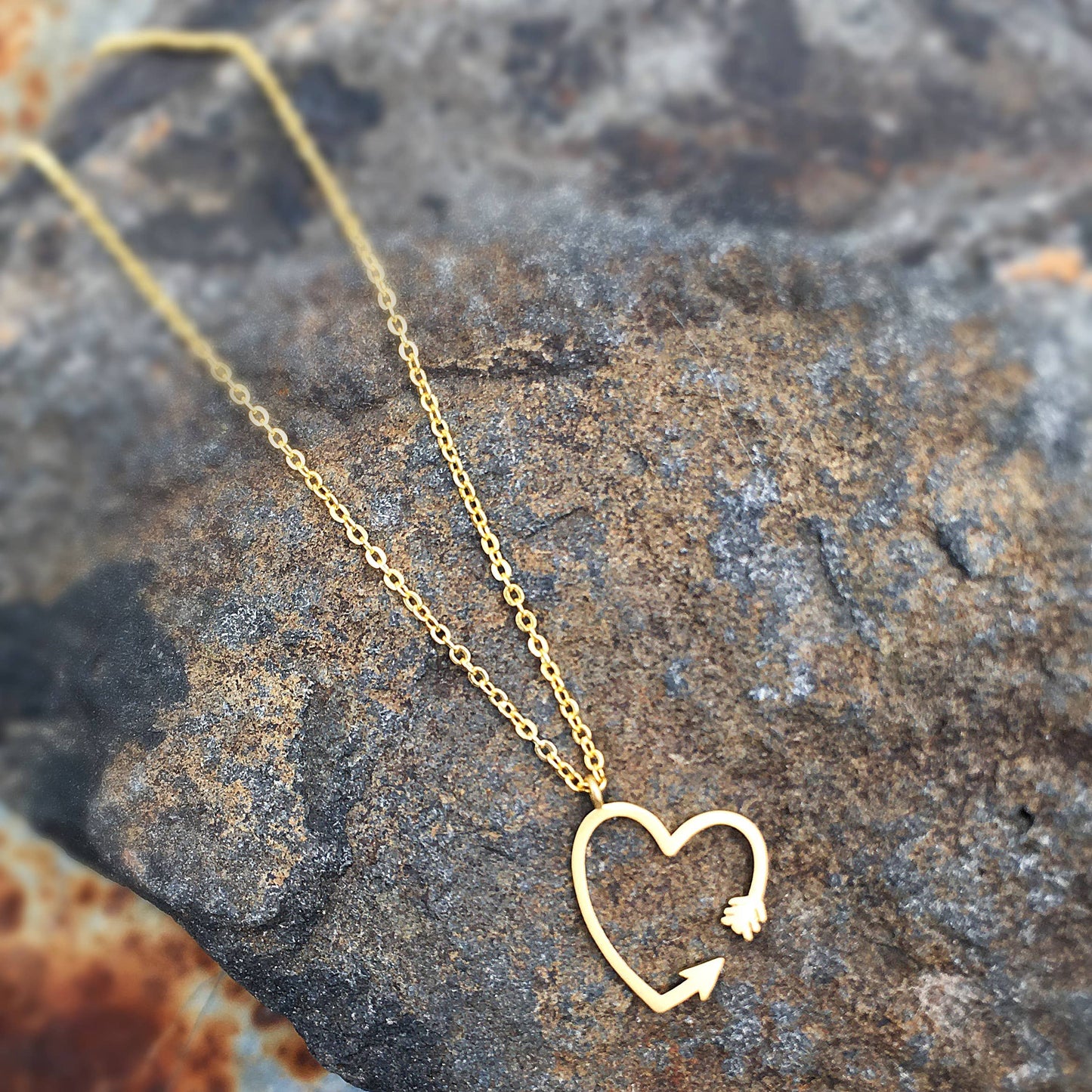 Heart Arrow Necklace - Gold