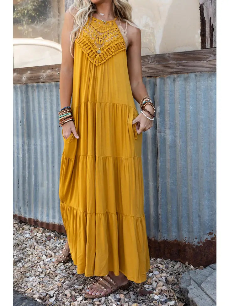 Perfection Tiered Maxi Dress - Mustard