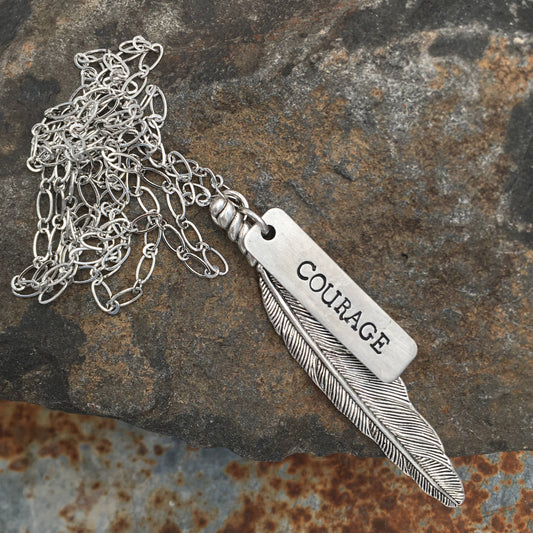 Silver Wandering Feather Necklace - COURAGE